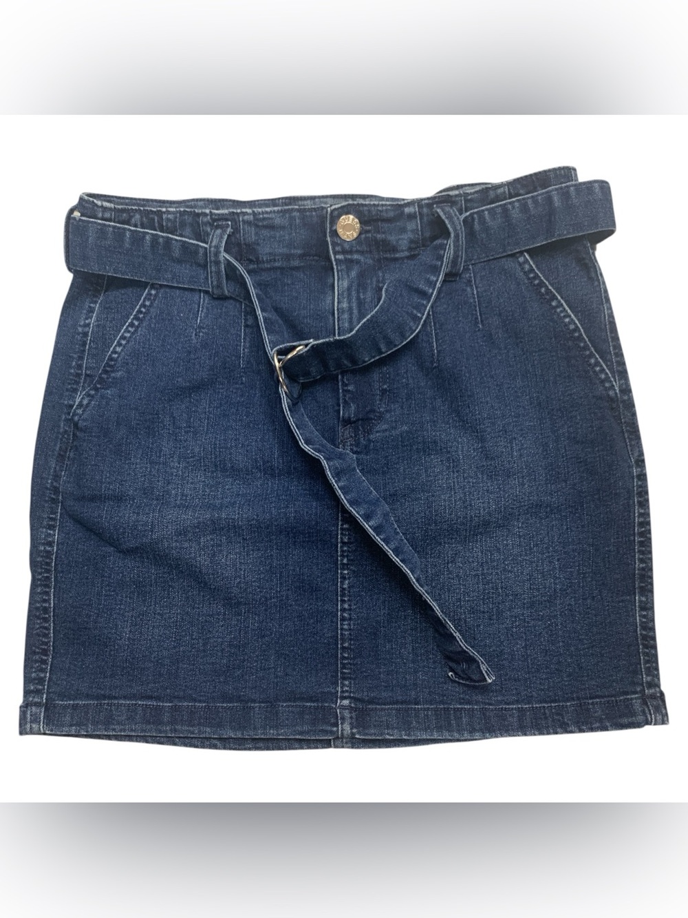 Guess Dark Blue Denim Mini Skirt with Belt Size M